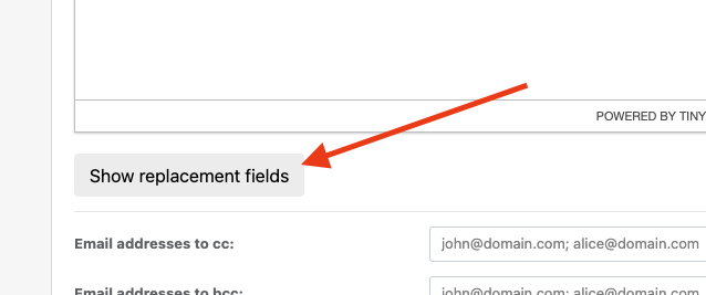 Show replacement fields