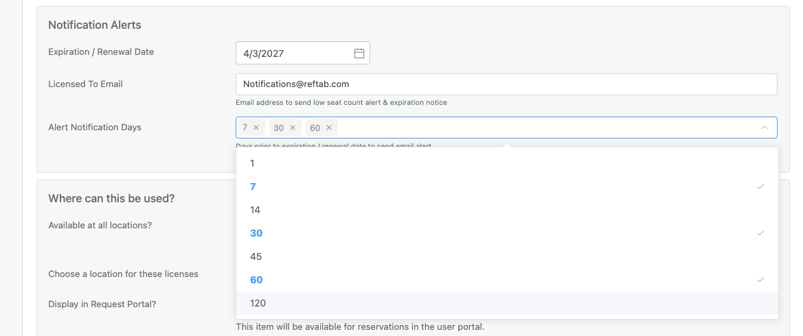 Multiple license expiration alerts