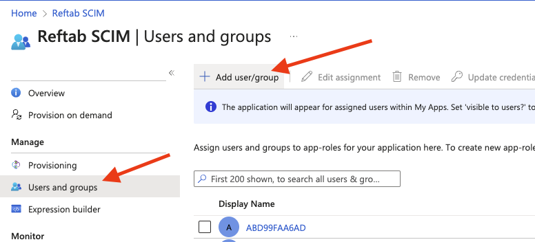 Add any users and or groups