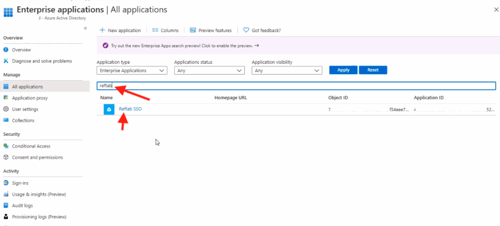 All applications section