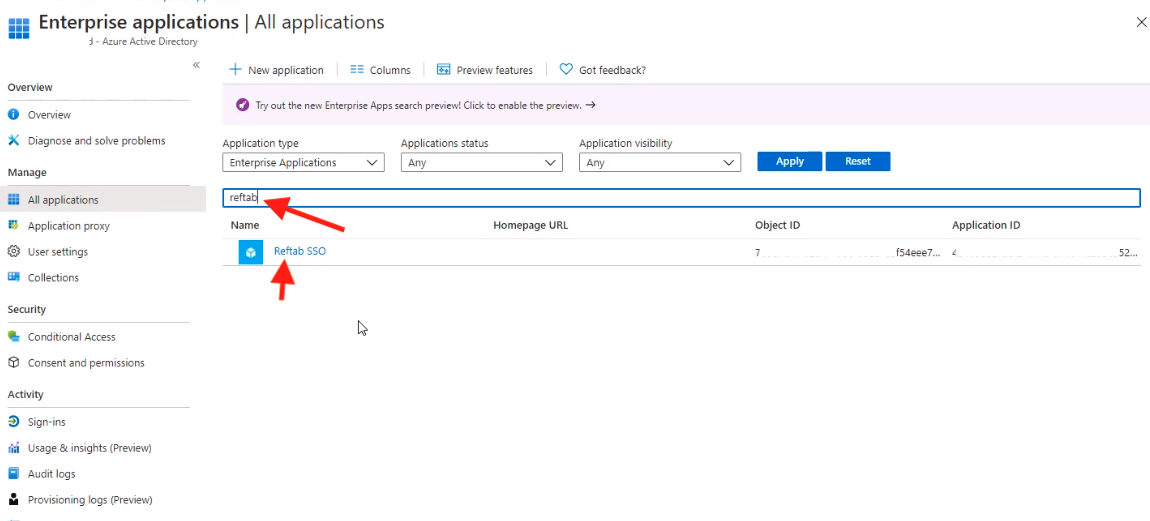 All applications section