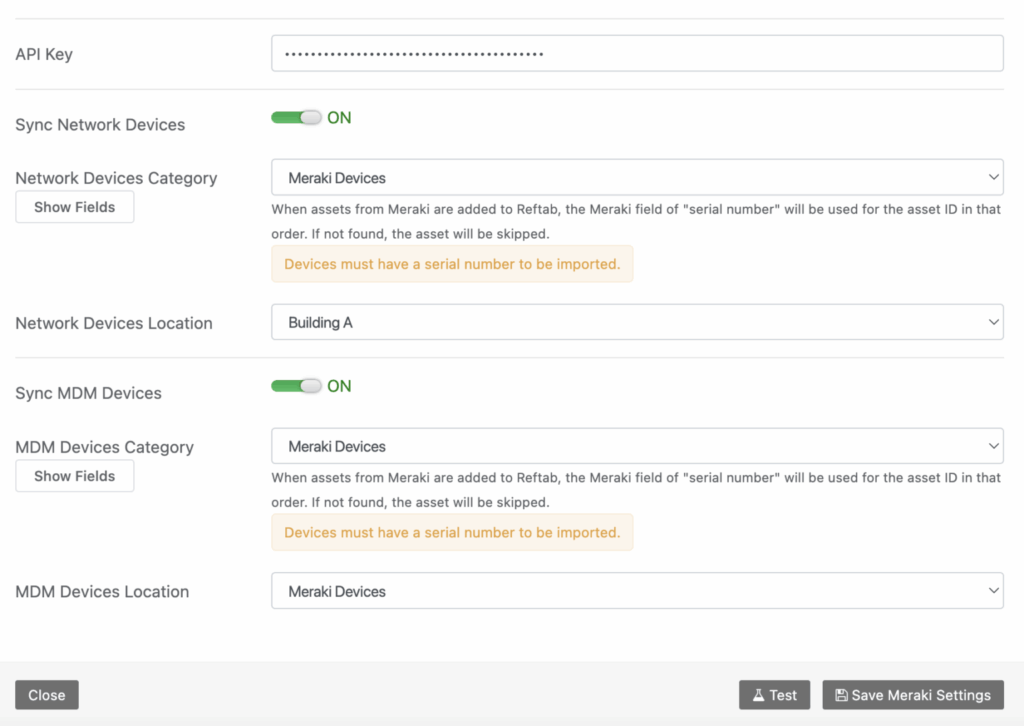 Api key network device