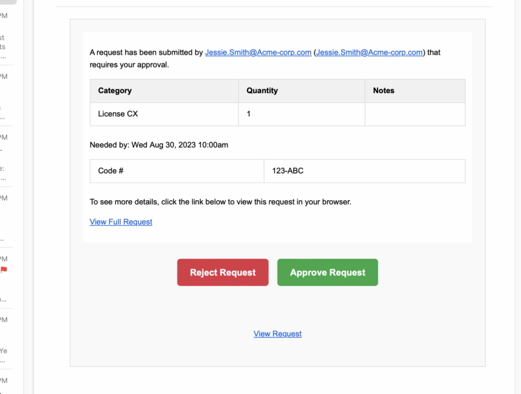 Approving denying request
