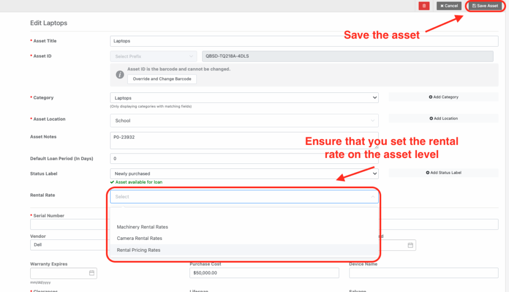 Asset travel rental rates