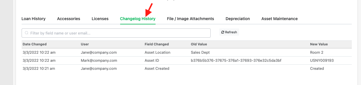 Changelog history