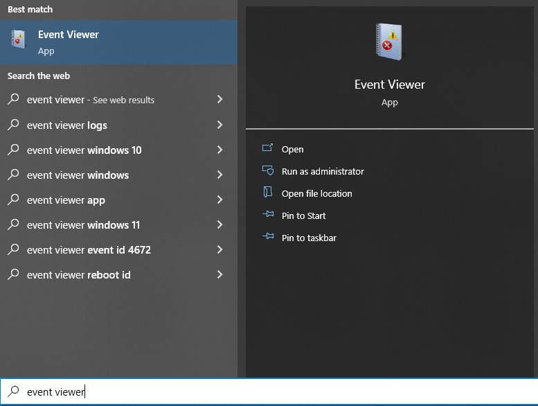 Check event viewer logs