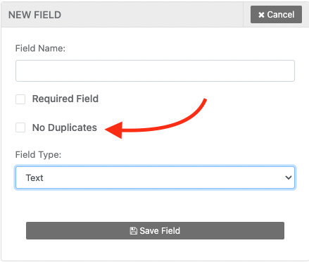 Check new fields duplicates page