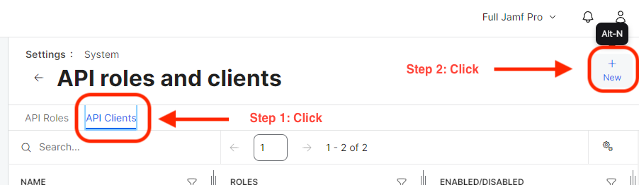 Click new api client