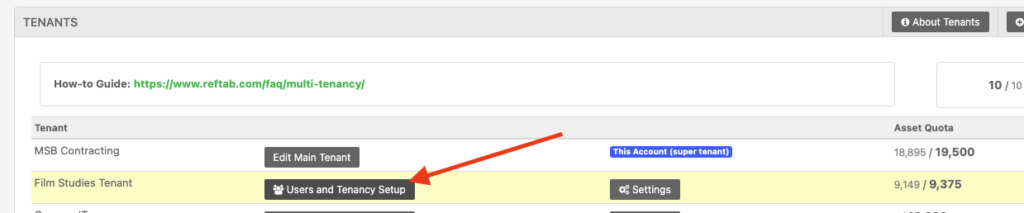 Click users and tenancy setup