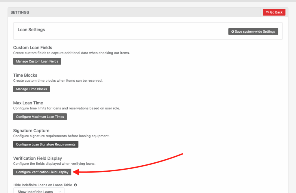 Configure verification field