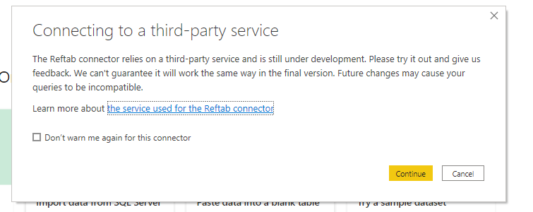 Connecting to a third party service
