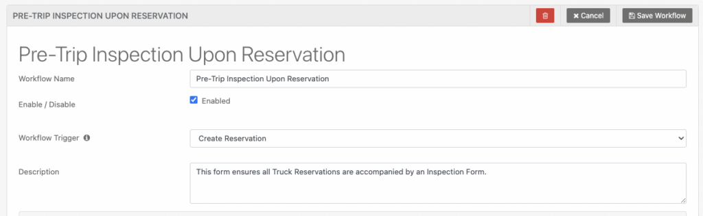 Create reservation workflow name