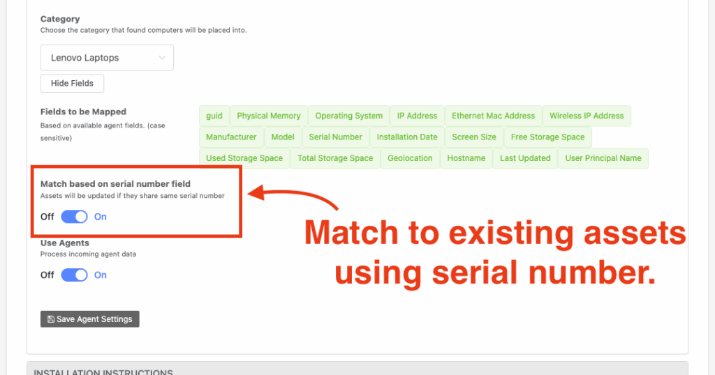 Avoids creating duplicate assets when installing the agent