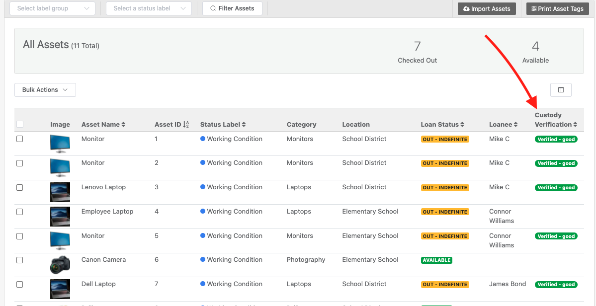 Custody verification reftab account
