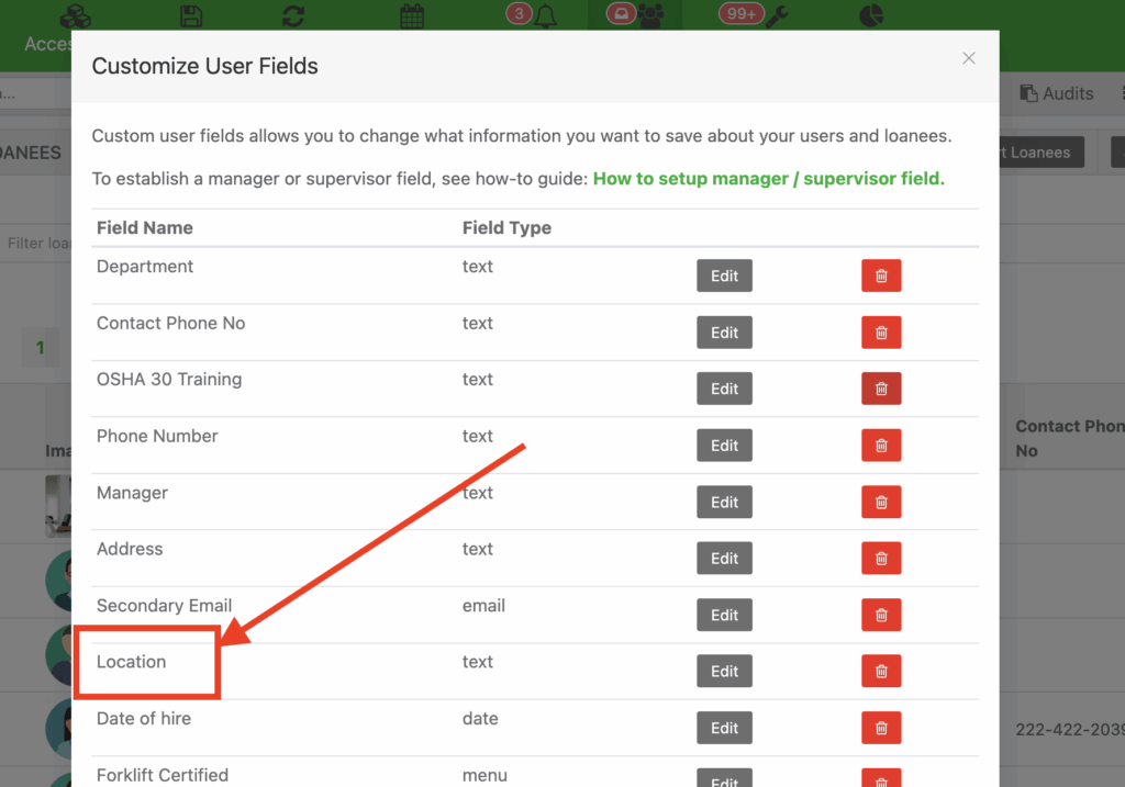 Custom field location with type of text