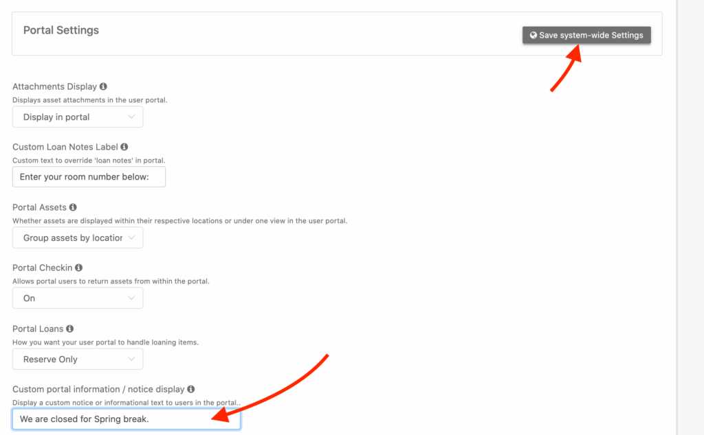 Custom portal information
