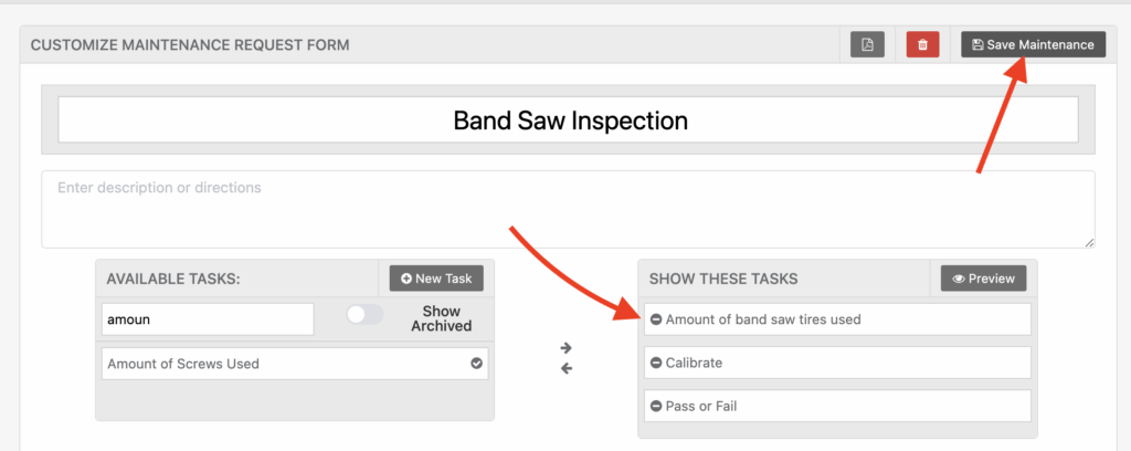 Customize maintenance request