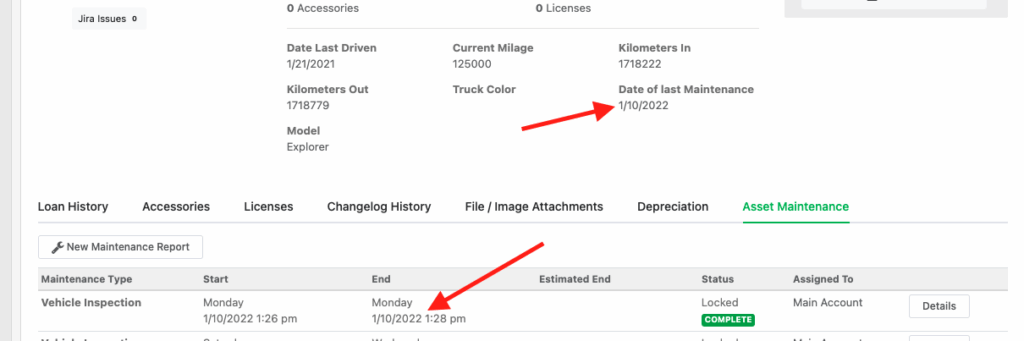 Date last maintenance
