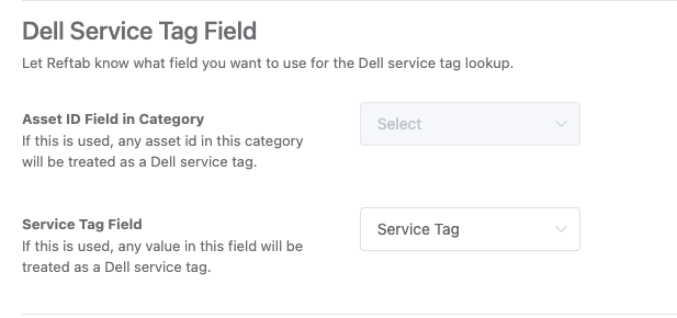 Dell service tag field