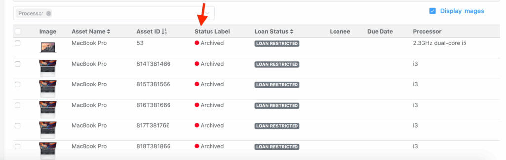 Display assets saved
