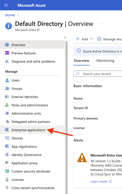 Click “enterprise applications”