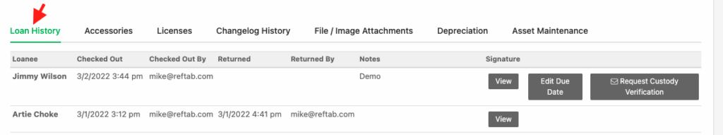 Equipment loans check in check out