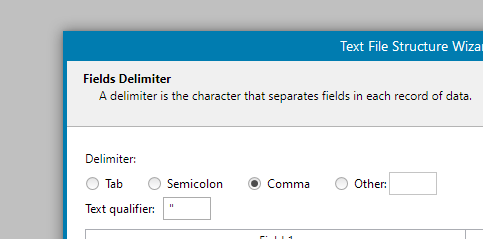 Fields delimiter