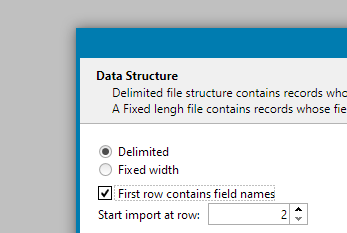 First row contains field names