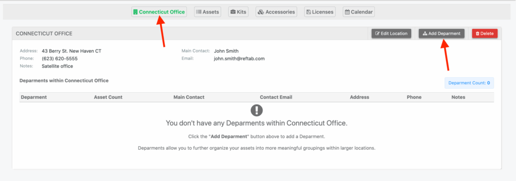 Gray navbar sub location