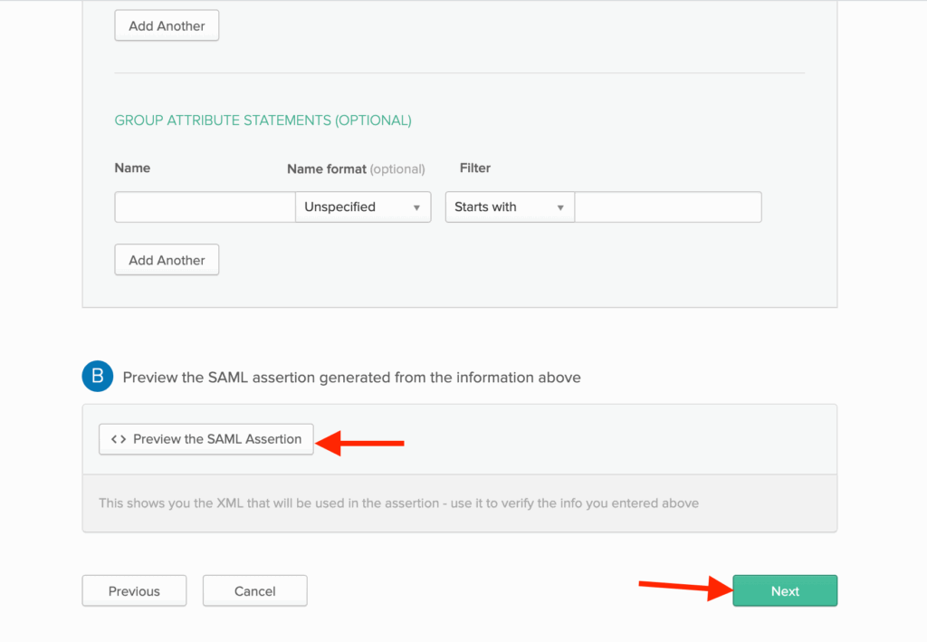 Group attribute statement