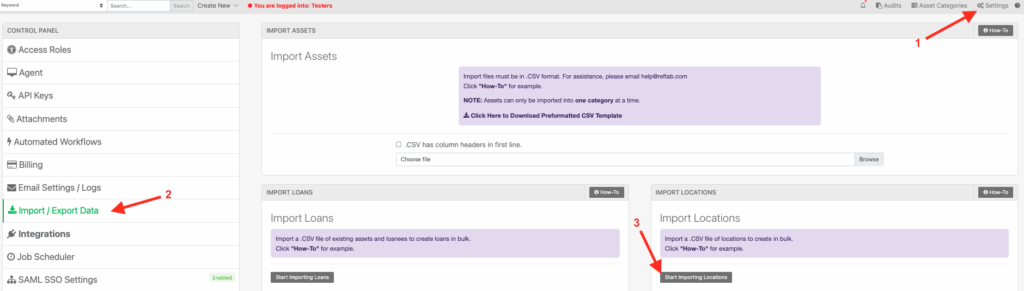Importing a list of locations