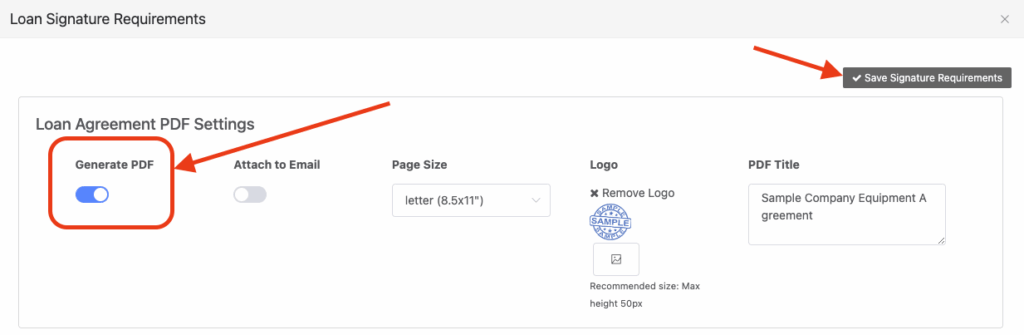 Loan signature agreement