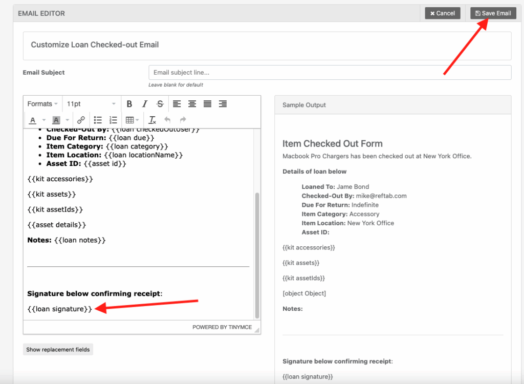 Loan signature save email