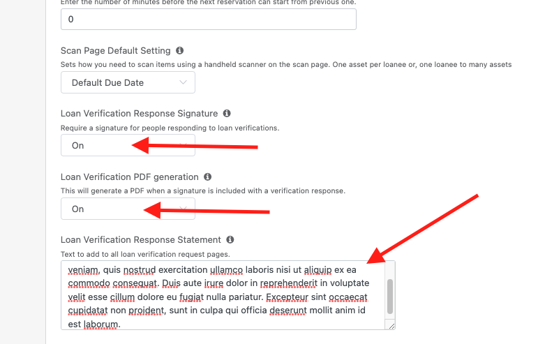 Loan verification response