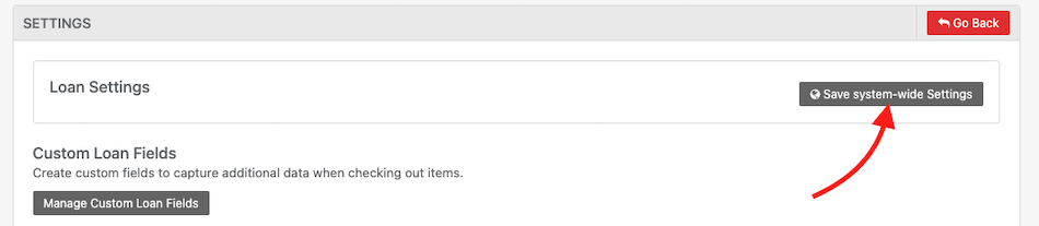 Manage custom loan settings