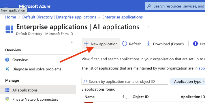 Click “new application”