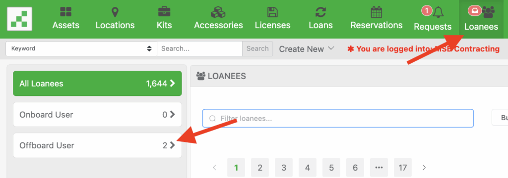 By changing their status to “Offboarding” a new ticket will be created