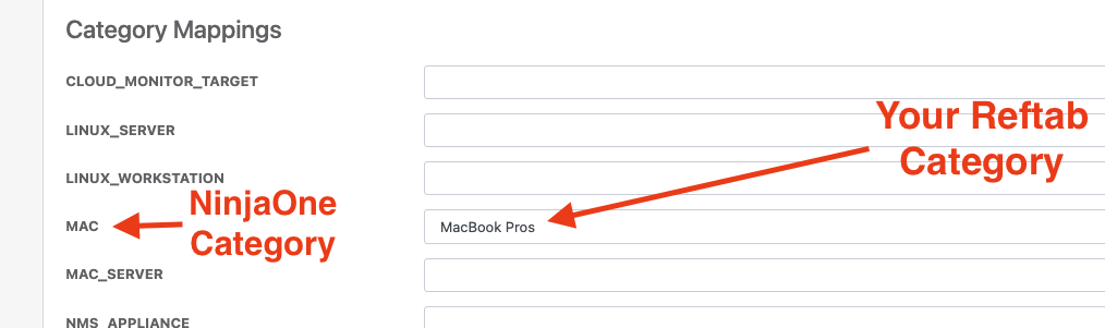 Ninjaone reftab categories