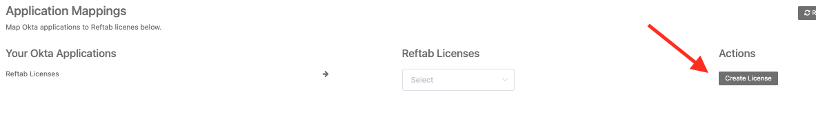 Click create license this will create a license in Reftab with the Okta applications title