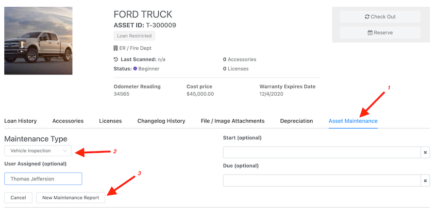 Performing asset maintenance