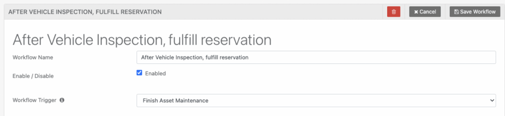 Pre trip inspection section