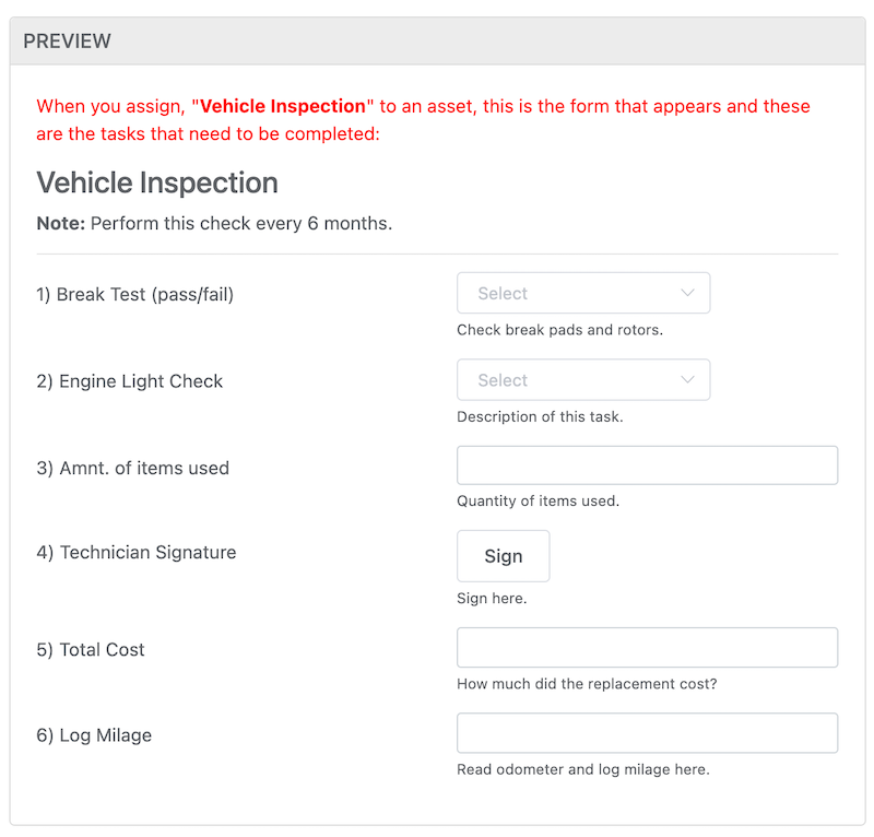 Preview vehicle inspection