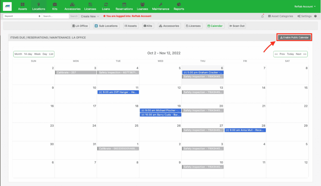 Public calendar setting section