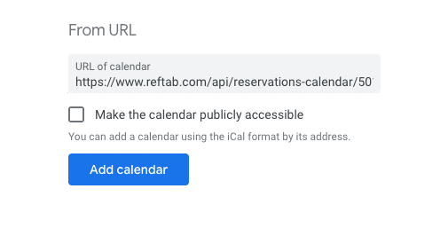 Publicly access calendar