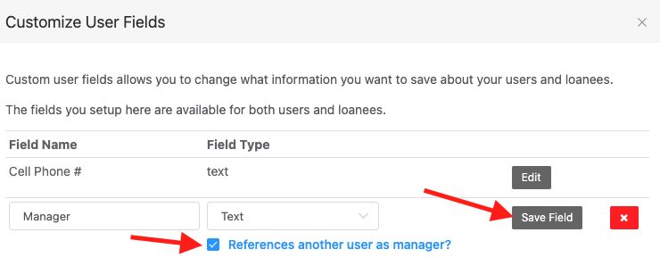 Reference another user as manager