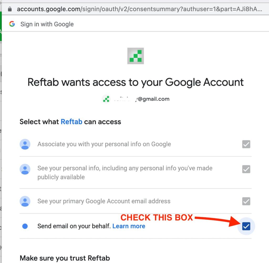 Reftab google access