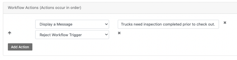Reject workflow trigger checkout item.