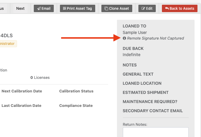 Remote signature captured