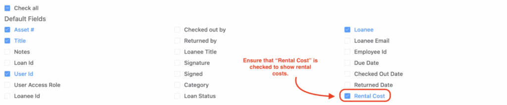 Rental cost check