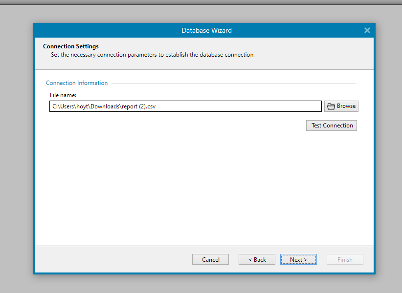 Select the report you exported earlier